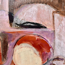 Load image into Gallery viewer, Close-up detail of layered acrylic paint and brushwork in Aina Nergaard’s "Reds and Purples" abstract painting.