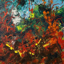 Load image into Gallery viewer, Zoomed in photo of abstract oil painting showing texture and color.