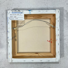 Load image into Gallery viewer, Back of painting showing canvas, stretcher, and framing details.