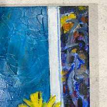 Load image into Gallery viewer, Detail of vertical edge element and adjacent color field highlighting composition structure.