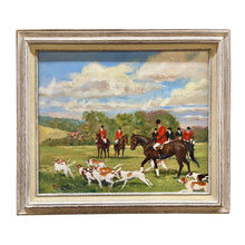 Load image into Gallery viewer, Painting titled First Rate Pack by Al Rossi, 2001, depicting a hunting scene with figures and dogs in motion.