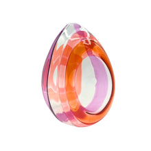 Load image into Gallery viewer, Angled view of Cal Breed Echo glass sculpture highlighting circular opening and layered color bands.