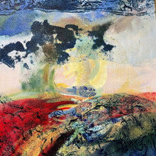 Load image into Gallery viewer, Detail of abstract oil painting by Carlos “Sueños” Ortiz showing layered paint and color variation.
