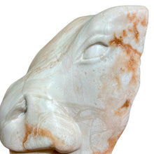 Load image into Gallery viewer, Side profile view showing curvature of head and organic veining patterns in the stone.
