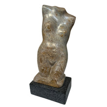 Load image into Gallery viewer, Stone sculpture of a stylized female torso by Chris MacAndrew mounted on a rectangular base.