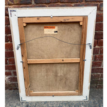 Load image into Gallery viewer, Back of artwork showing canvas, stretcher bars, and hanging hardware.