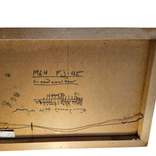 Load image into Gallery viewer, Back of painting with handwritten title “1964 FJ-45 Land Cruiser.”