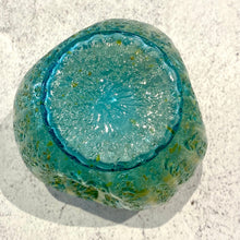 Load image into Gallery viewer, Green and Blue Bubble Glass Pinched Vase
