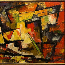 Load image into Gallery viewer, Close-up of Gerald Manger Sailboats painting highlighting textured brushwork and layered geometric forms.