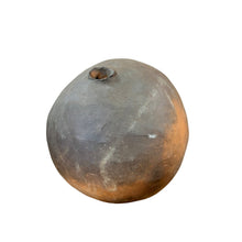 Load image into Gallery viewer, Top view of ceramic pod showing opening detail and subtle surface variation from wood firing.