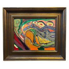 Load image into Gallery viewer, Abstract painting by Marcia Schwan with bold, gestural forms and vivid, contrasting colors.