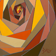 Load image into Gallery viewer, Close-up of Michael Barra Anesthesia painting showing geometric composition and artist signature in the lower corner.