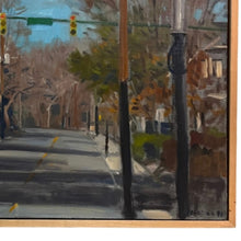 Load image into Gallery viewer, Signature detail on bottom right corner of Charlottesville Park Street painting by Richard Crozier.