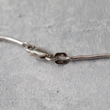 Load image into Gallery viewer, Clasp detail of 14K gold sapphire and diamond pendant necklace chain