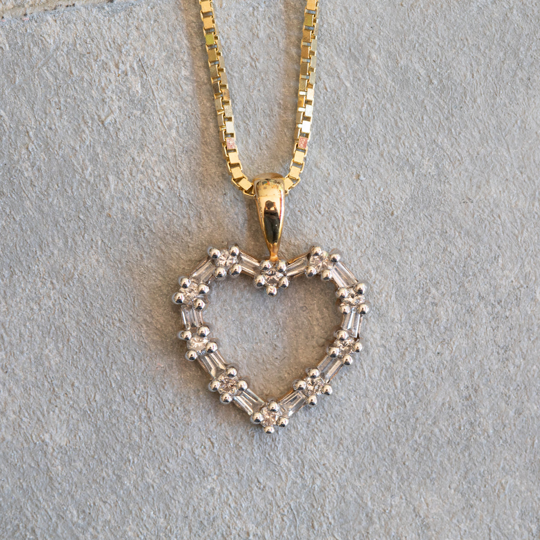 14K Gold Italian Chain & Heart Necklace