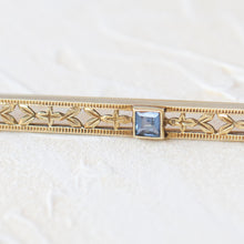 Load image into Gallery viewer, Antique gold Strobell &amp; Crane Pin Sapphire
