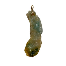 Load image into Gallery viewer, Back view of 14K gold carved jade dragon pendant
