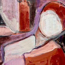 Load image into Gallery viewer, Secondary close-up of Aina Nergaard’s "Reds and Purples" abstract painting highlighting varied brushstrokes and color blending.
