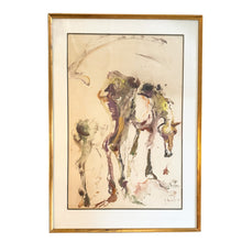 Load image into Gallery viewer, Alternate framed view of Pietro Lazzari's Cavalla e Puledro, showing the complete composition within its matting and gilt frame.
