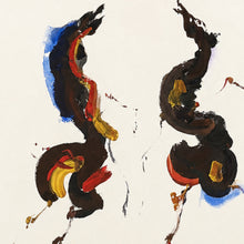 Load image into Gallery viewer, Close-up detail of Due Cavalli highlighting Pietro Lazzari's expressive use of color, abbreviated forms, and dynamic brushwork in the depiction of two horses.
