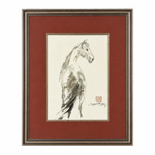 Load image into Gallery viewer, Full view of N. C. Nguyen's Alert Horse (1999), a watercolor on paper depicting a standing horse.
