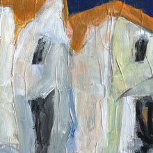 Load image into Gallery viewer, Close-up of textured acrylic brushwork with layered white and blue paint
