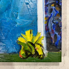 Load image into Gallery viewer, Detail of yellow and green plant in foreground with expressive brushwork and color contrast.

