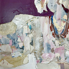 Load image into Gallery viewer, Detail of garment highlighting layered materials, collage elements, and soft pastel tones.
