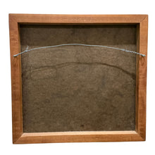 Load image into Gallery viewer, Back of “Four Chickens” by Edward Thomas showing wood panel, frame, and hanging wire.
