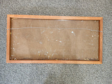 Load image into Gallery viewer, Back of painting showing panel and hanging hardware.
