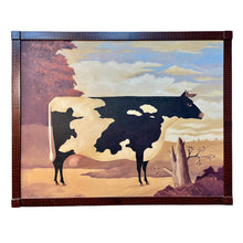 Load image into Gallery viewer, Acrylic painting by Gayle Cerlan depicting a cow in a stylized landscape with soft color fields.
