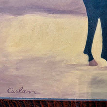 Load image into Gallery viewer, Close-up of signature on acrylic cow painting by Gayle Cerlan.
