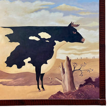 Load image into Gallery viewer, Detail of Gayle Cerlan cow painting showing brushwork and painted surface.
