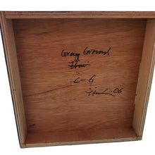 Load image into Gallery viewer, Back of “Grey Ground” panel 2 showing signature and board.
