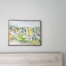Load image into Gallery viewer, “Local Landscape” by Heliardo shown installed above a bed, demonstrating scale and interior setting.
