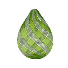 Load image into Gallery viewer, Green glass vase by Jeffrey P’an of Prescient Studios with vertical striped pattern on a clean white background.
