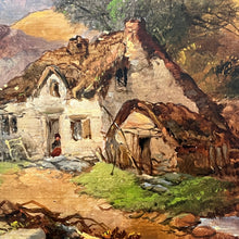 Load image into Gallery viewer, Cottage with figure in doorway in pastoral landscape painting by Joseph Horlor.
