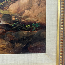 Load image into Gallery viewer, Bottom corner showing matting and gilt frame detail in Joseph Horlor landscape painting.
