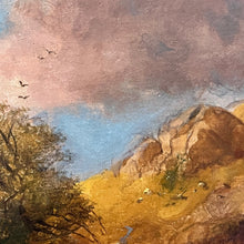 Load image into Gallery viewer, Ridgeline and sky with birds in flight in Joseph Horlor landscape painting.
