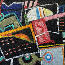 Load image into Gallery viewer, Detail of Marcia Schwan abstract painting showing colorful geometric forms and layered brushwork.
