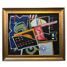 Load image into Gallery viewer, Textured abstract painting by Marcia Schwan with geometric forms and bold, contrasting colors.

