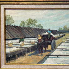 Load image into Gallery viewer, Close-up of Margaret Munro Stratton Hauling Salt painting showing signature and gold-toned frame detail.
