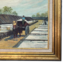Load image into Gallery viewer, Close-up of Margaret Munro Stratton Hauling Salt painting showing signature and gold-toned frame detail.
