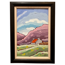 Load image into Gallery viewer, Mark Joyce oil on canvas landscape with rolling hills and cottage, painted in thick impasto style

