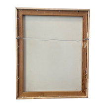 Load image into Gallery viewer, Back of Michael Barra Anesthesia painting showing frame construction, hanging wire, and verso inscription details.
