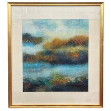 Load image into Gallery viewer, Watercolor painting titled Lake District by Nancy Chu Woo, 1999, depicting a soft abstract landscape in blue, green, and warm tones.
