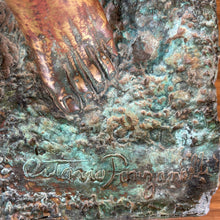 Load image into Gallery viewer, Close-up of artist’s engraved signature on bronze base.
