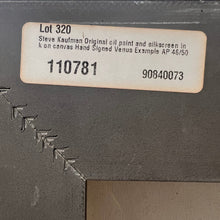 Load image into Gallery viewer, Back label detail with lot number and gallery or auction reference.
