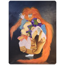 Load image into Gallery viewer, Mixed media painting of a stylized red lion with metallic leaf by Susan Makara
