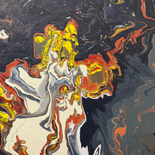 Load image into Gallery viewer, Detail of Valerie Sargent acrylic painting showing dynamic color interaction and organic forms.
